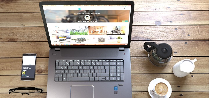 laptop, coffee